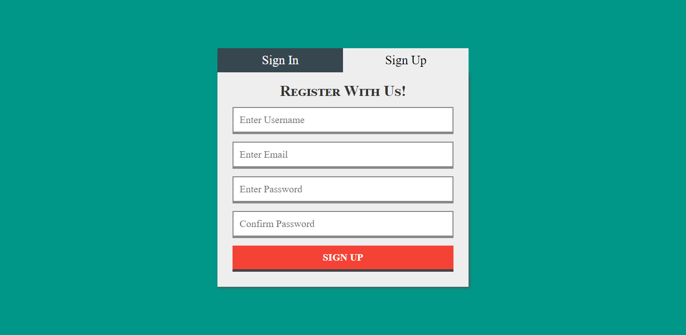 Tabbed Style Login & Registration Form Design Using HTML5, CSS3 & jQuery